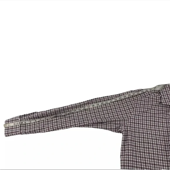 Mens Eton Contemporary Button Up Dress Shirt Sz 16-1/2 Large 42 Wine Blue Plaid - Picture 5 of 7